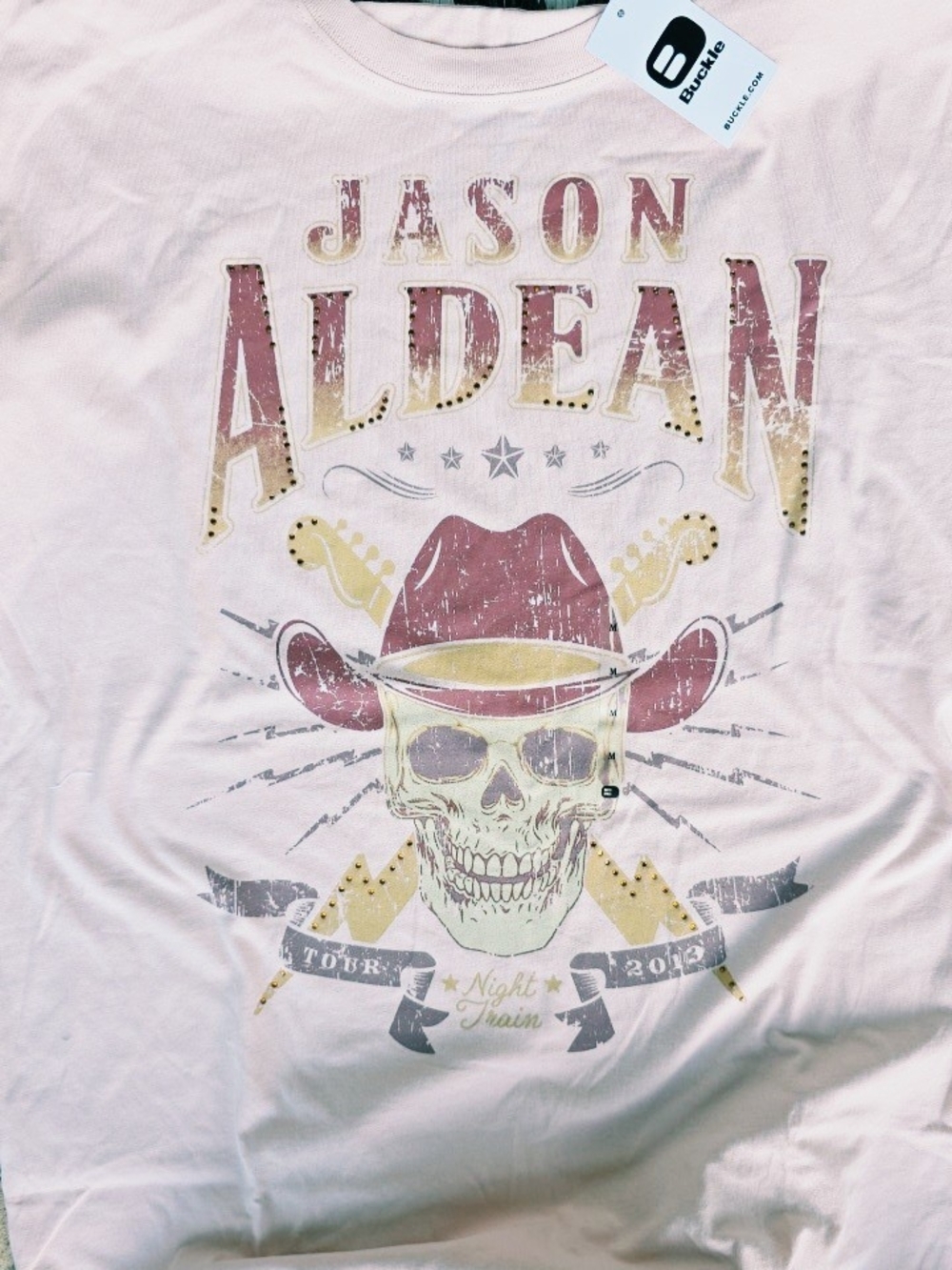 Buckle Women's Light Pink Jason Aldean Skull Cowboy Graphic Tee